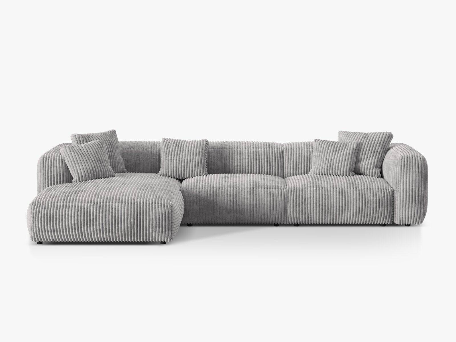 Micadoni Ecksofa Martina 3-Sitzer Links Kord Tilia Hellgrau