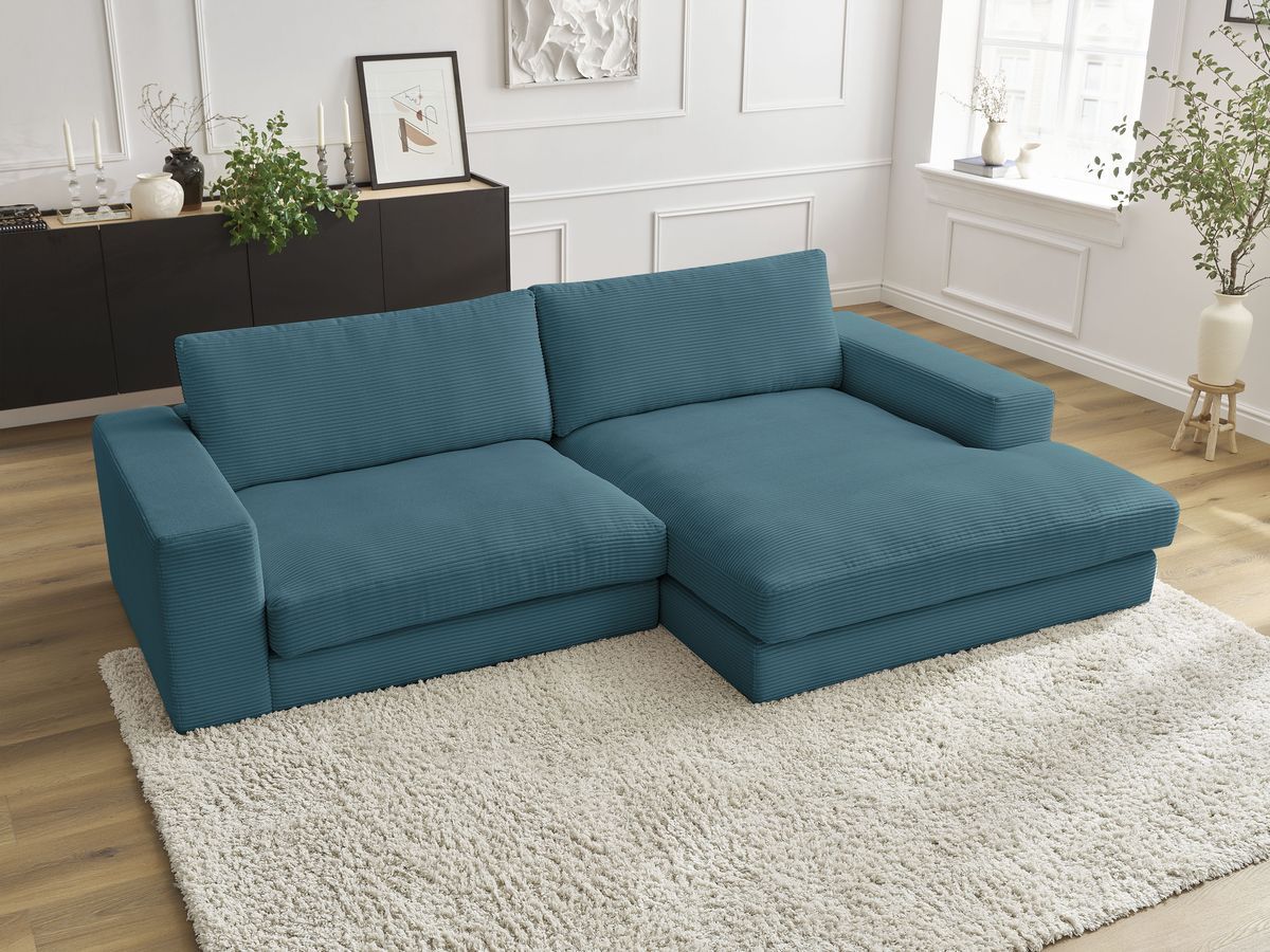 Bobochic Leonard Ecksofa 234 × 159 cm Cordsamt Hellblau Ecke rechts
