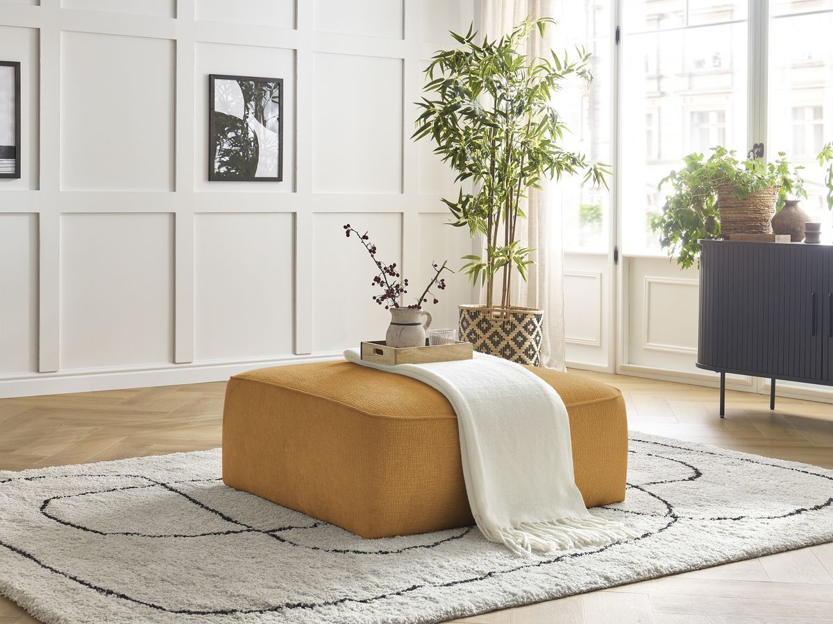 Bobochic Leopold Pouf Strukturstoff Gelb