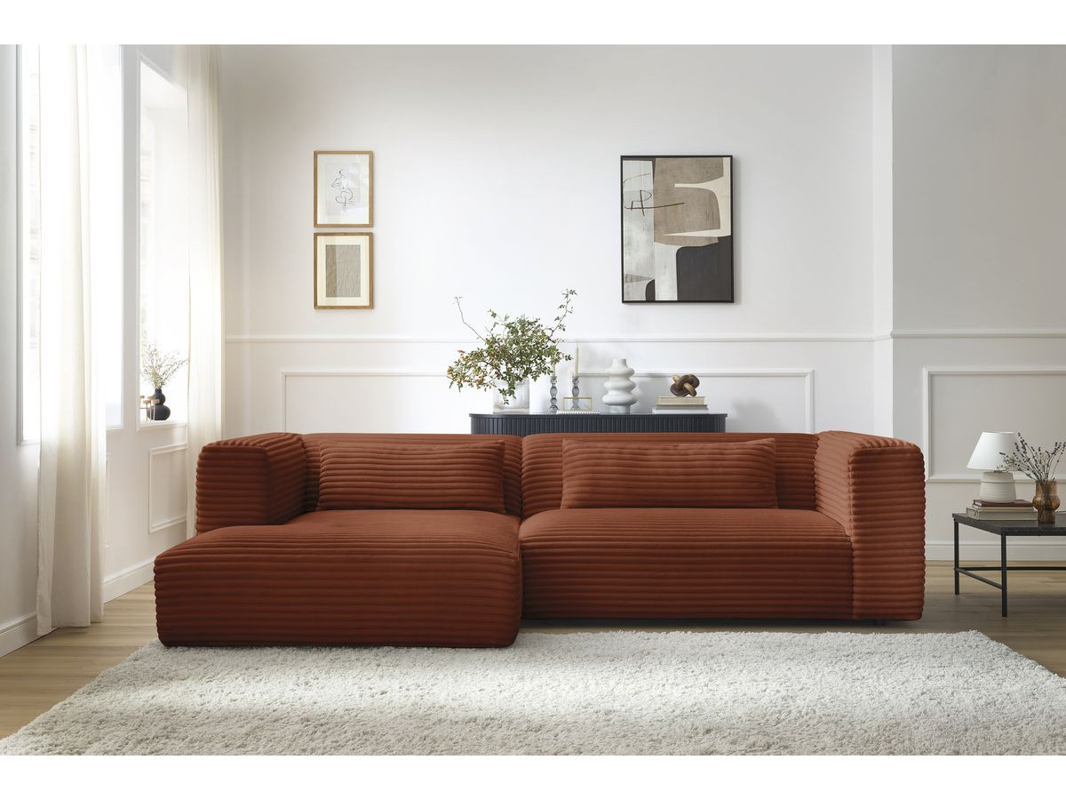 Bobochic Harry Ecksofa Breitcord weich Orange Ecke links