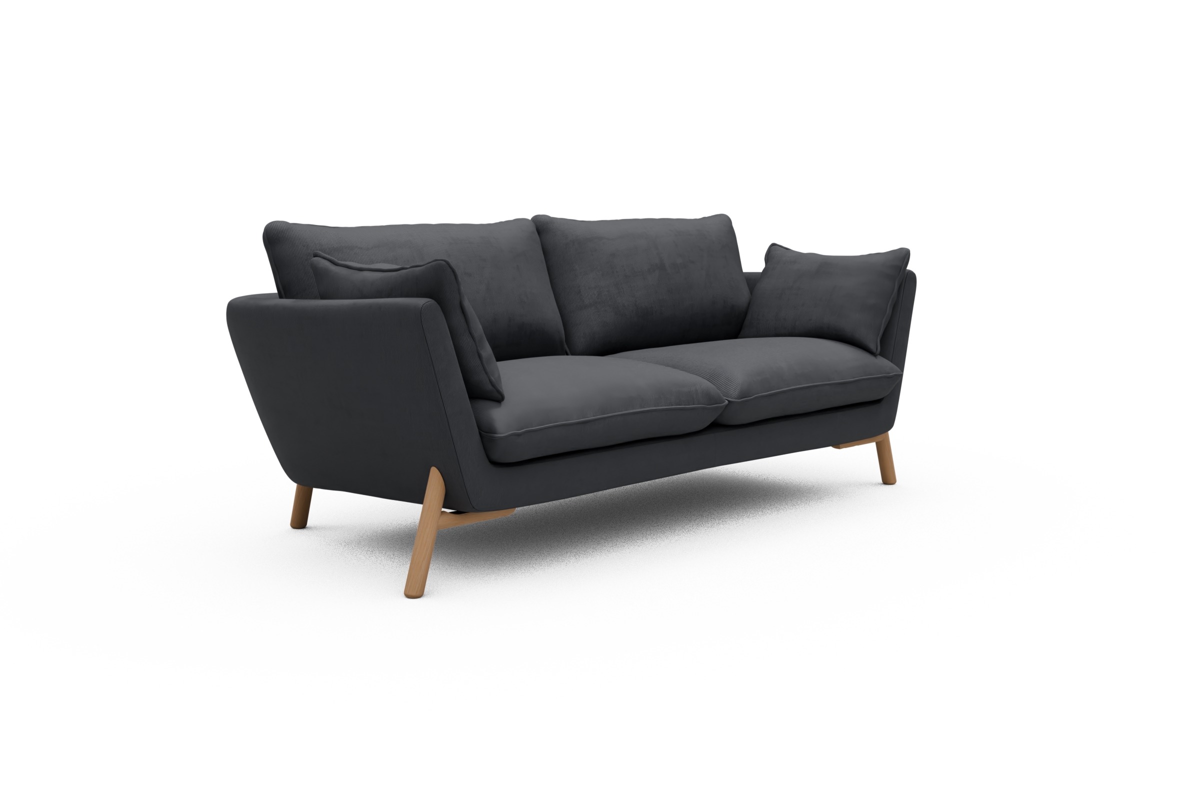 Sofa Emil 2-Sitzer Beinfarbe Eiche Natur Cordufine-Slate-Grey