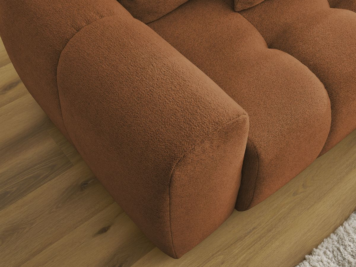 Bobochic Roxelane Ecksofa mit Schlaffunktion und Bettkasten und Pouf 258 × 150 cm Melange-Stoff Orange Ecke rechts