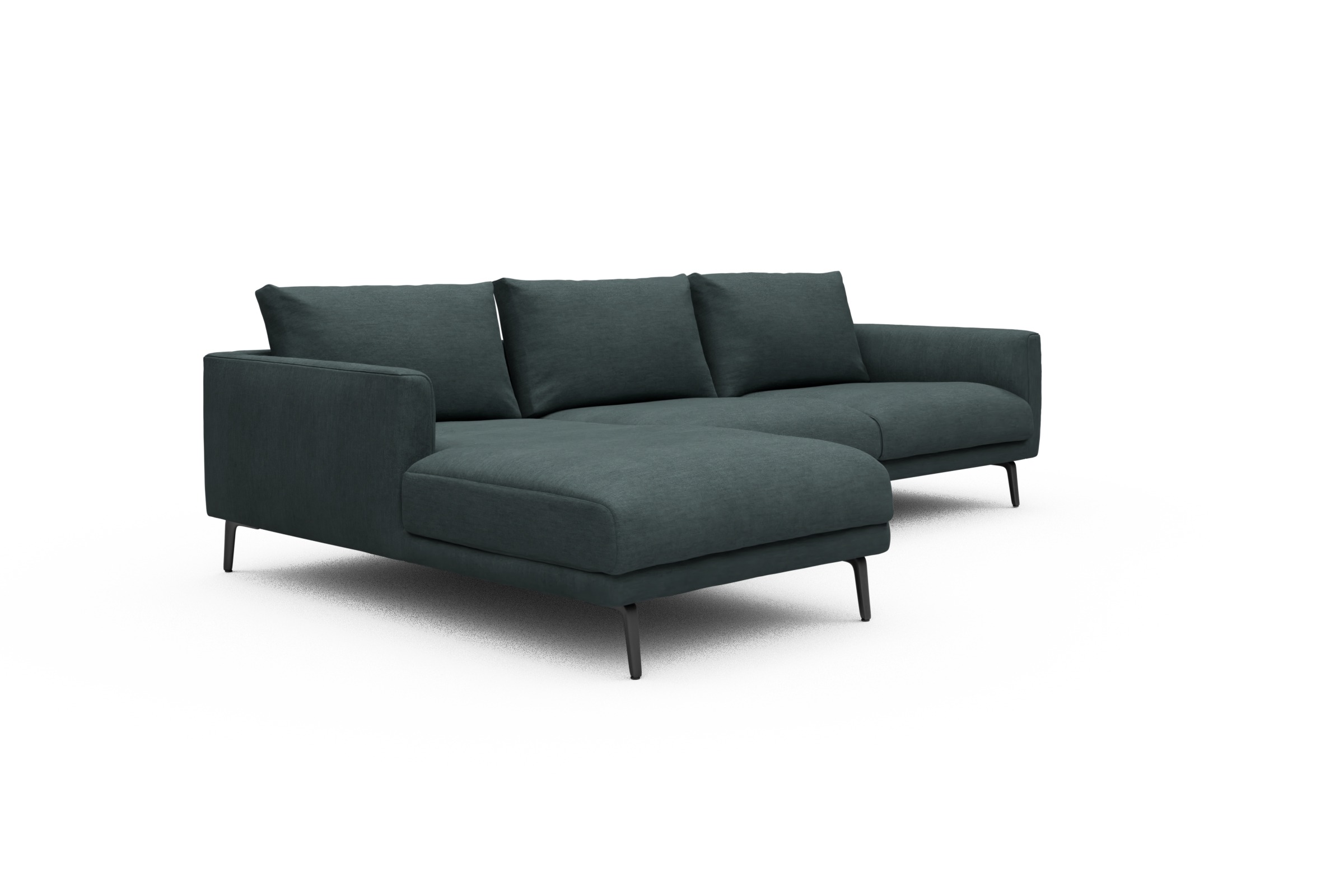 Ecksofa Karl Chaiselongue links mit 2,5-Sitzer Vivus-Blue