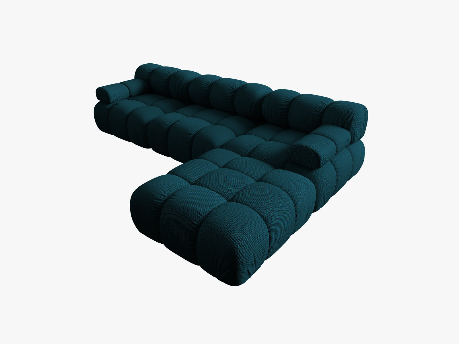 Micadoni Modulares Sofa Bellis 4-Sitzer mit flachem Modul 3D-Stoff Sonic Marineblau
