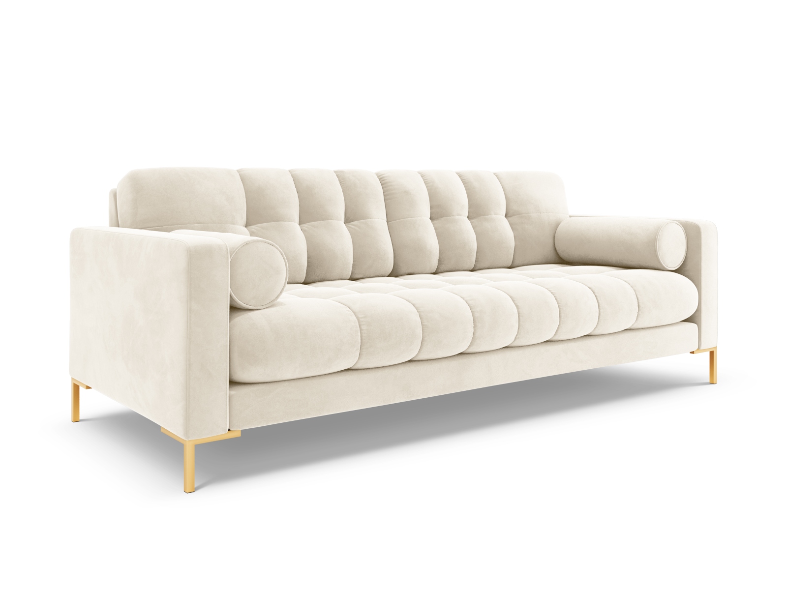 Cosmopolitan Design Sofa Bali 4-Sitzer Samt Bluvel Helles Beige Beine Gold