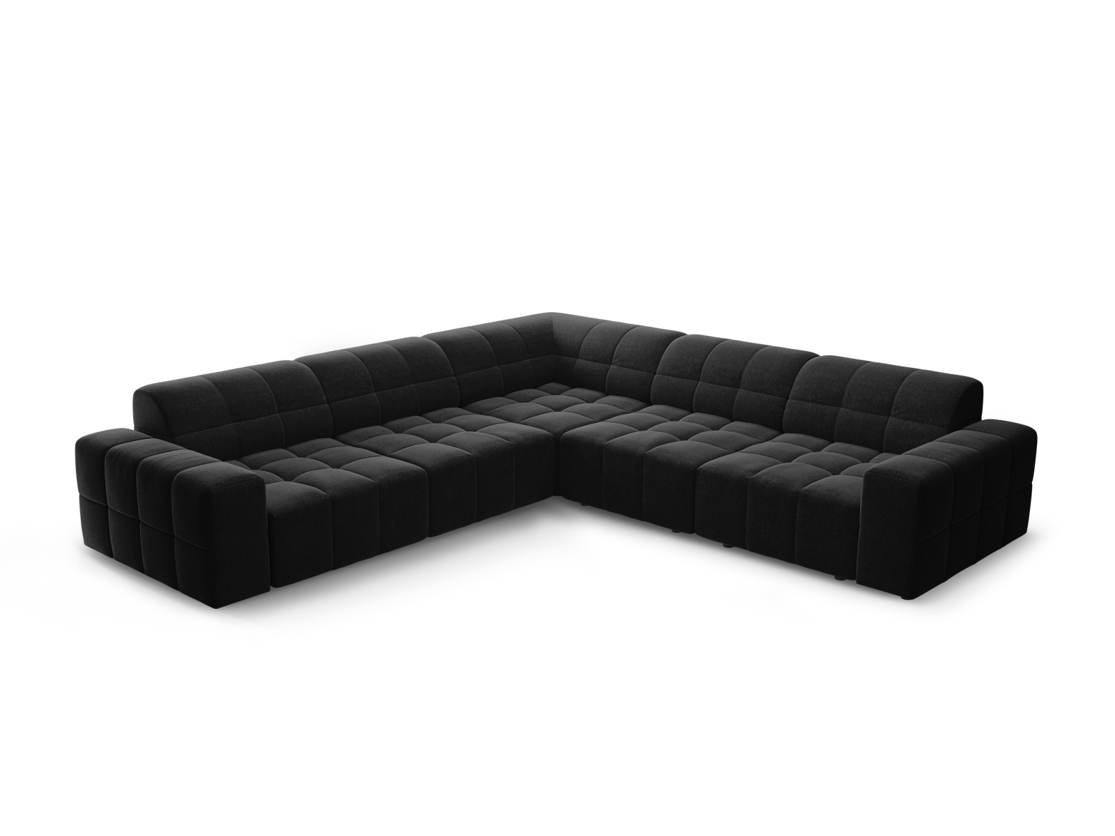 Cosmopolitan Design Symmetrisches Ecksofa Chicago 4-Sitzer Chenille Haga Schwarz