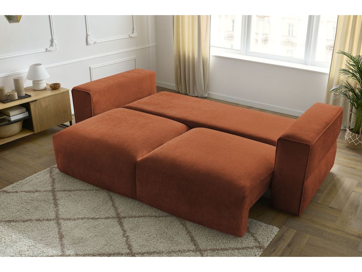 Bobochic Ezechiel Schlafsofa 3-Sitzer mit Bettkasten Stoff Rot