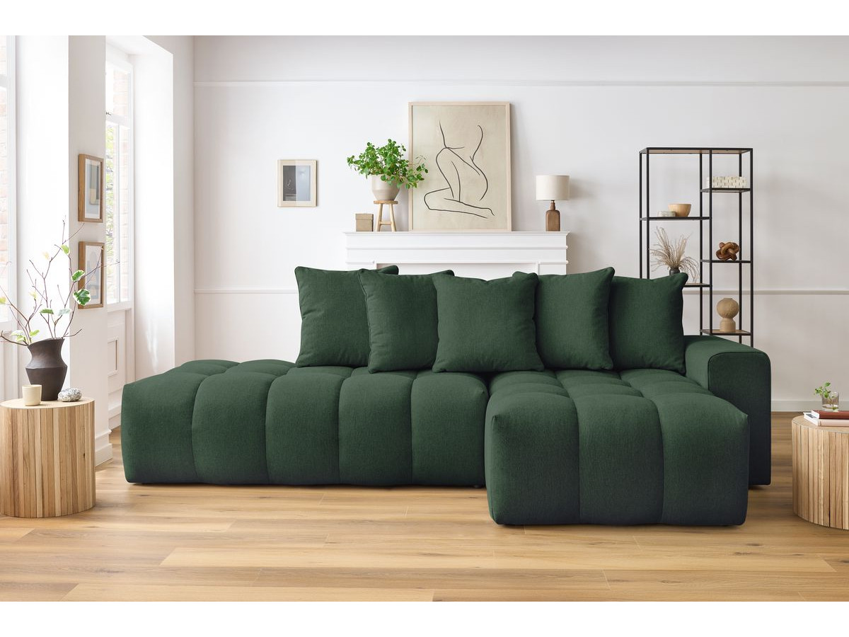 Bobochic Mont-blanc Ecksofa Melange-Stoff Grün Ecke rechts