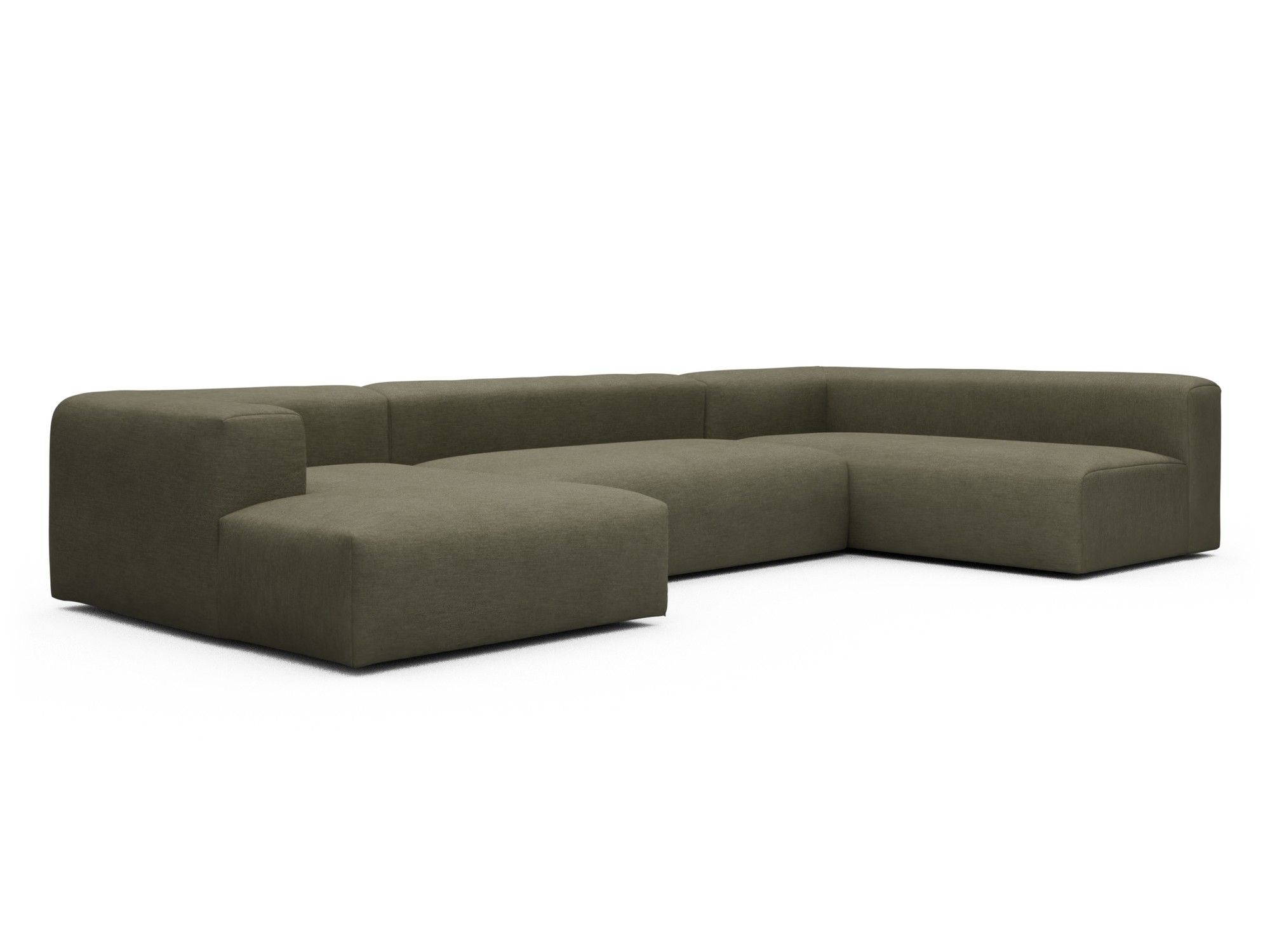 Skandi Home Wohnlandschaft Fred Chaiselongue links mit 2-Sitzer und lange Armlehne rechts Vivus-Dusty-Olive moebelfaktor