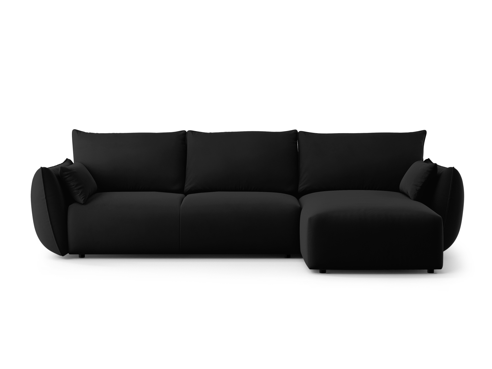 Cosmopolitan Design Ecksofa Matera 4-Sitzer mit Schlaffunktion Samt Salvador Schwarz Rechts