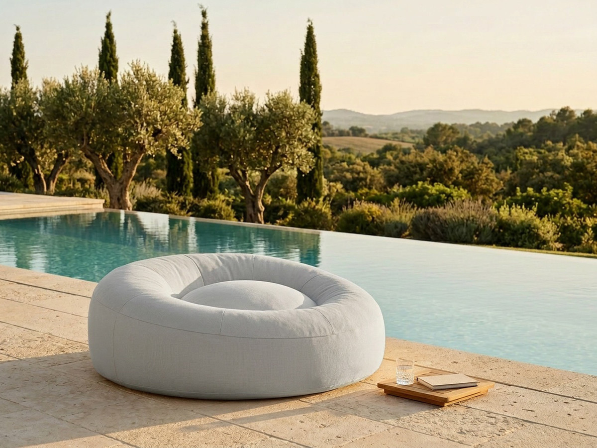 Bobochic Eloane Pouf Stoff Hellgrau, 100 cm