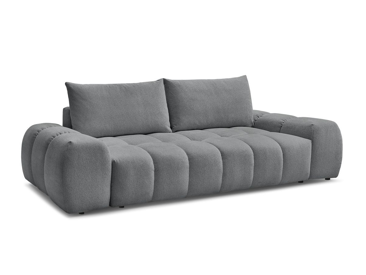 Bobochic Everest Schlafsofa 3-Sitzer mit Bettkasten, 2 Kissen Melange-Stoff Dunkelgrau