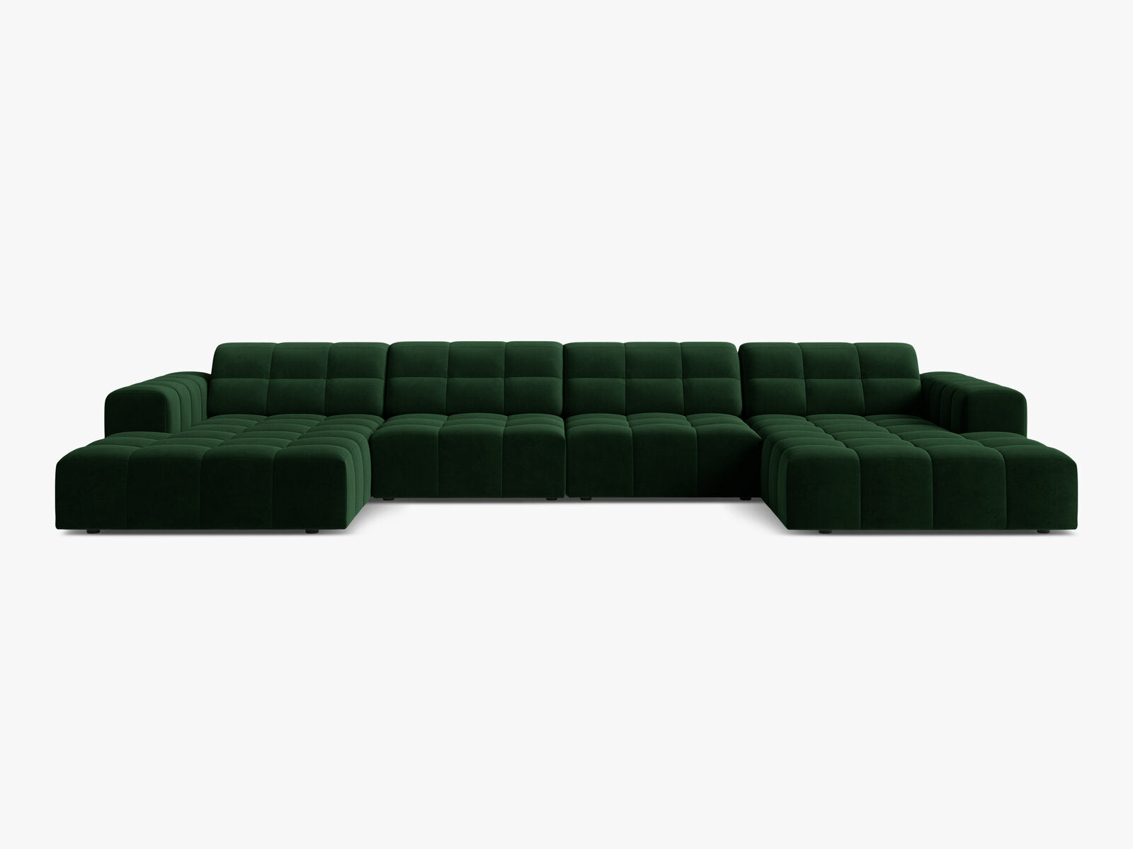 Micadoni Panorama Sofa Jennifer 6-Sitzer Samt Bluvel Flaschengrün