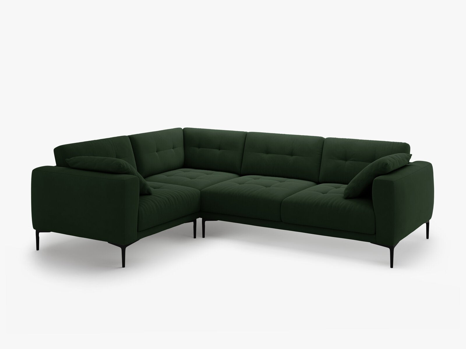 Micadoni Ecksofa Bemy 4-Sitzer Links Samt Flaschengrün