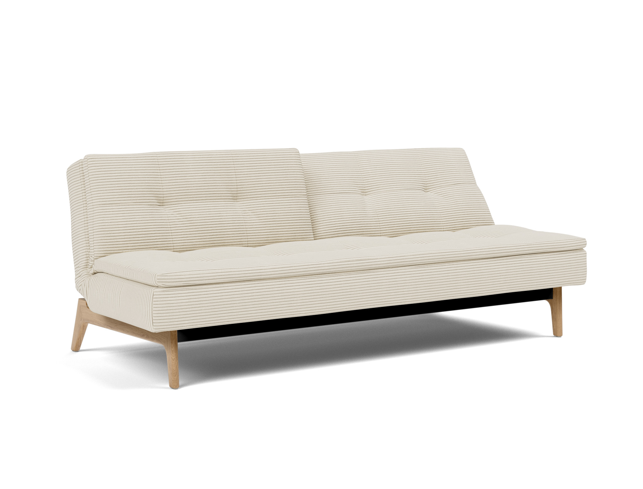 Schlafsofa Dublexo Kord Corduroy 594-Ivory Beine Eiche