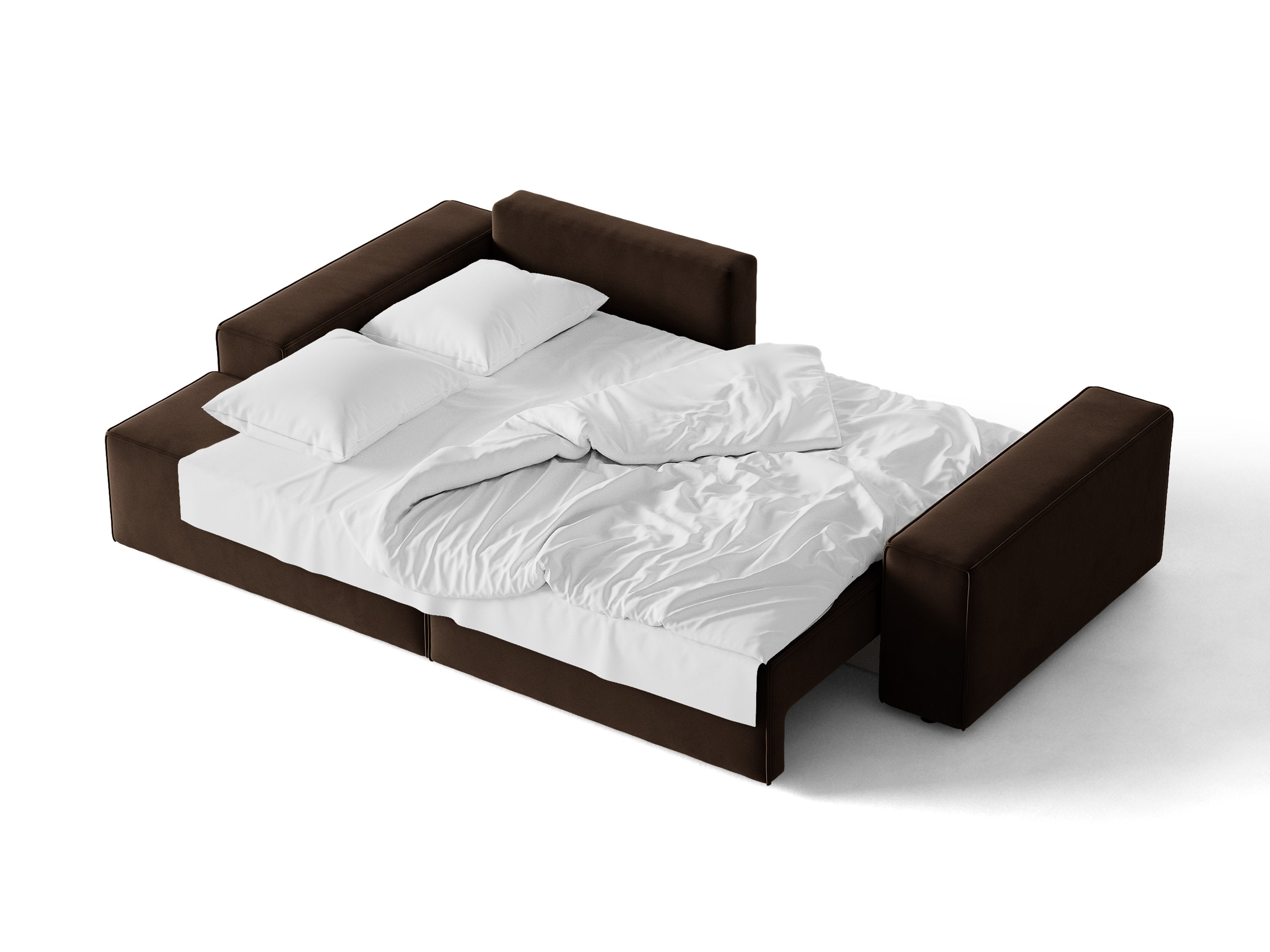 Micadoni Schlaf-Ecksofa Jodie 3-Sitzer Samt Bluvel Dunkelbraun Links