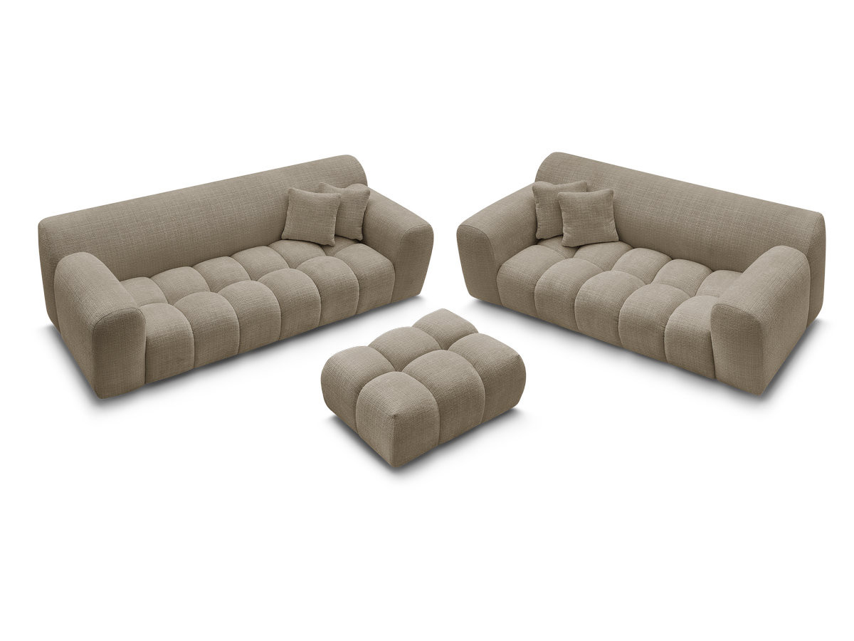 Bobochic Melisse Sofa 5-Sitzer mit Pouf Strukturstoff Taupe