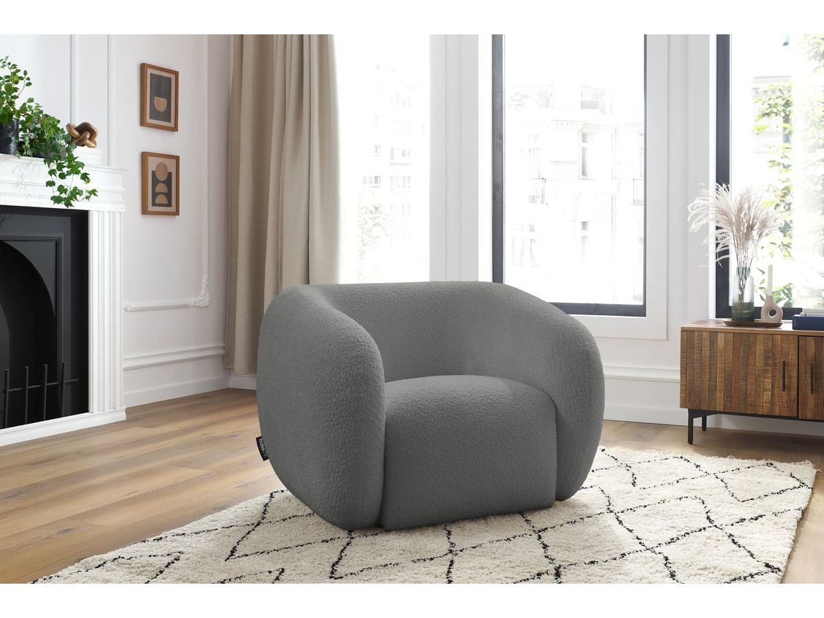 Bobochic Celine Sessel Bouclé-Stoff Dunkelgrau