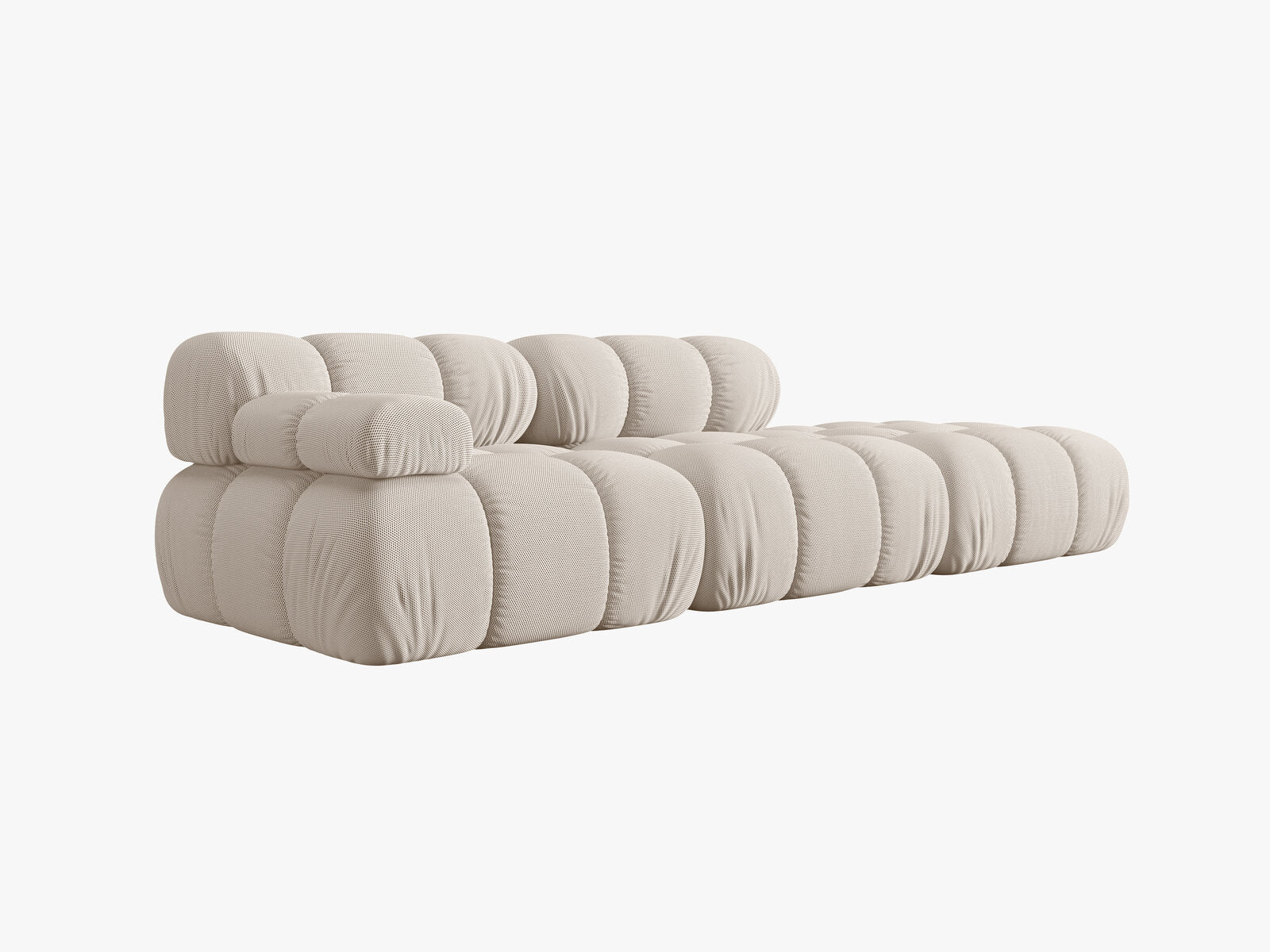 Micadoni Modulares Sofa Bellis 4-Sitzer Rechts 3D-Stoff Sonic Helles Beige