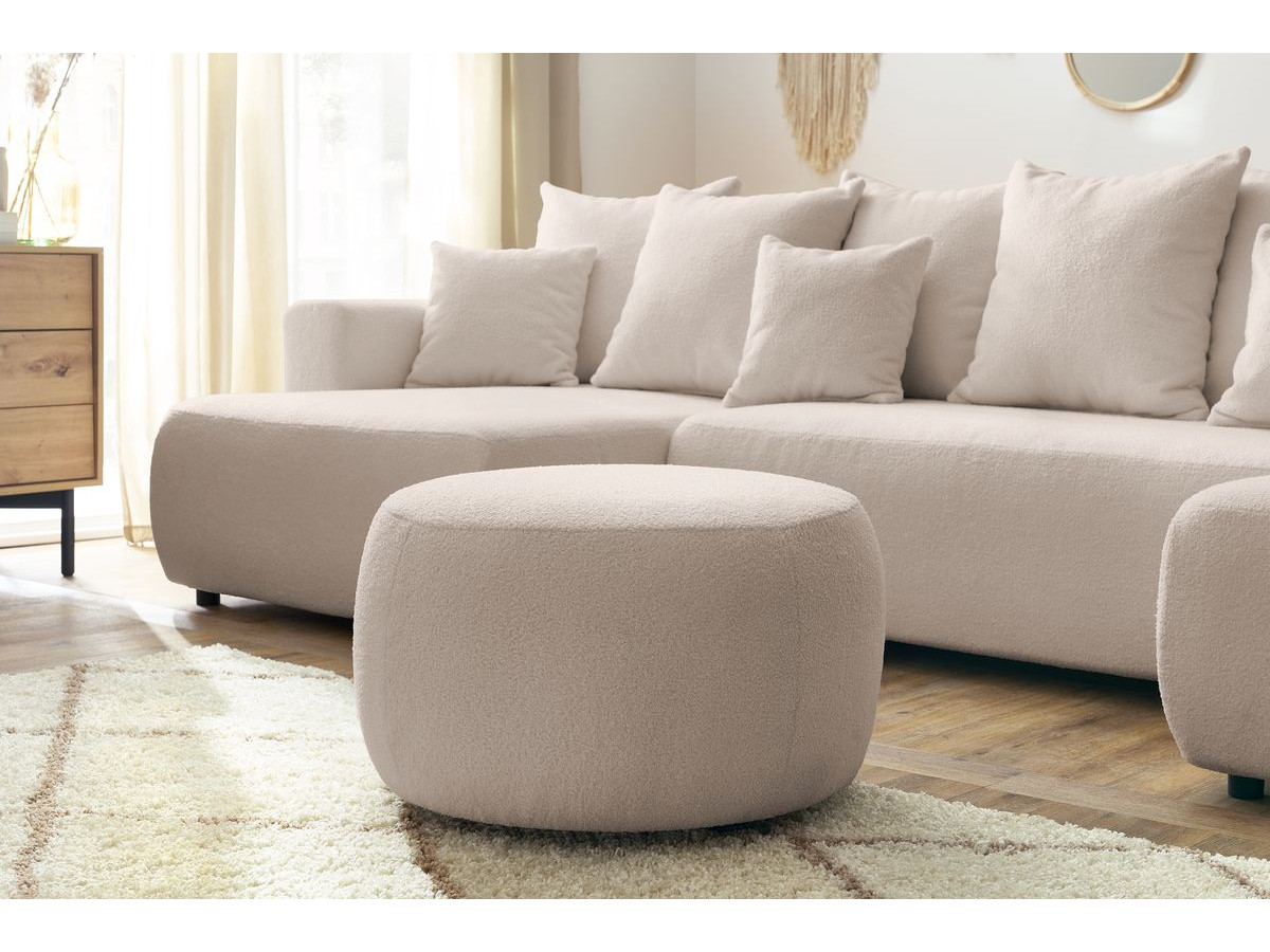 Bobochic Envy Wohnlandschaft mit rundem Pouf Bouclé-Stoff Beige