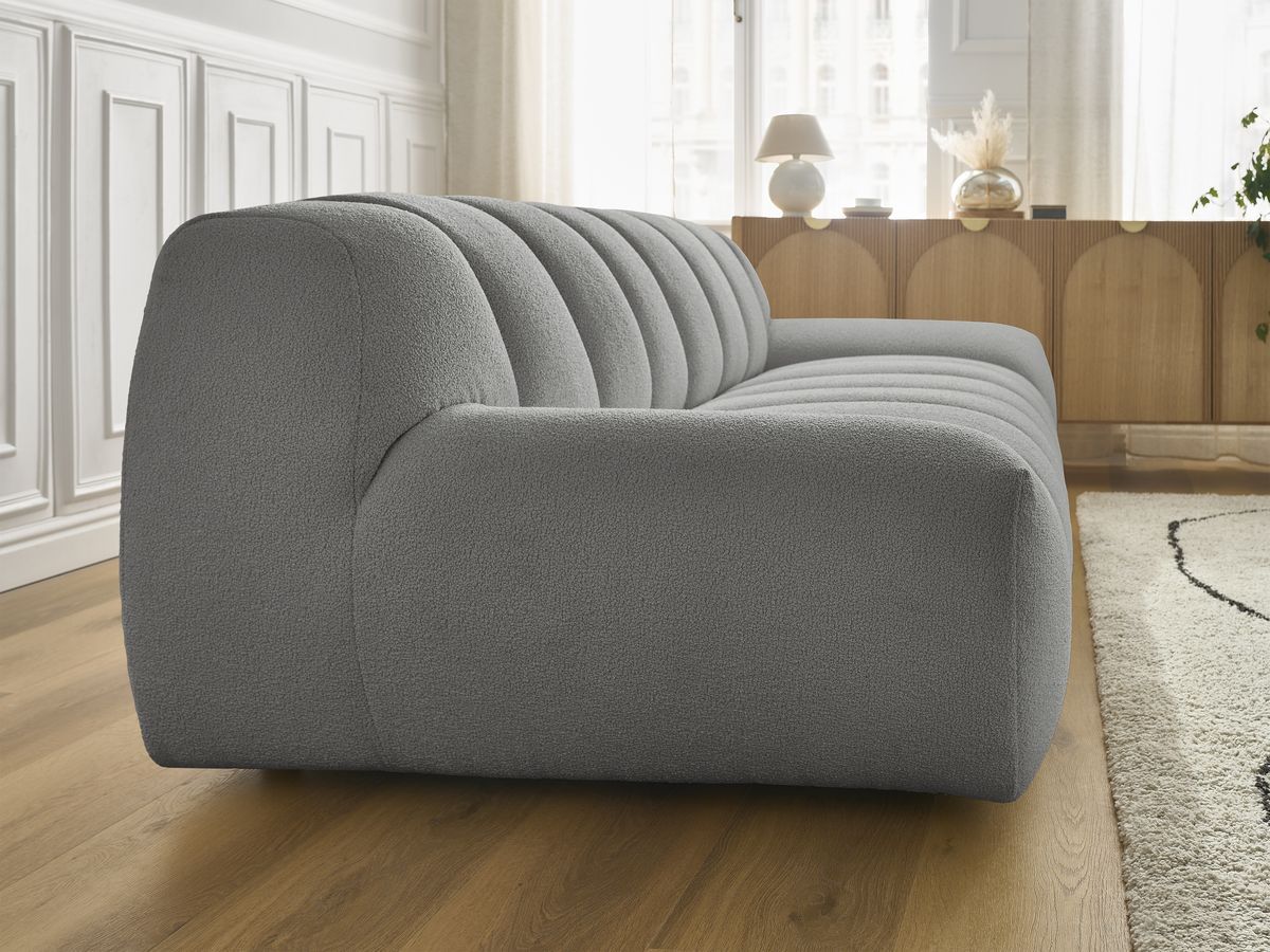 Bobochic Hayden Sofa 3-Sitzer Bouclé-Stoff Dunkelgrau
