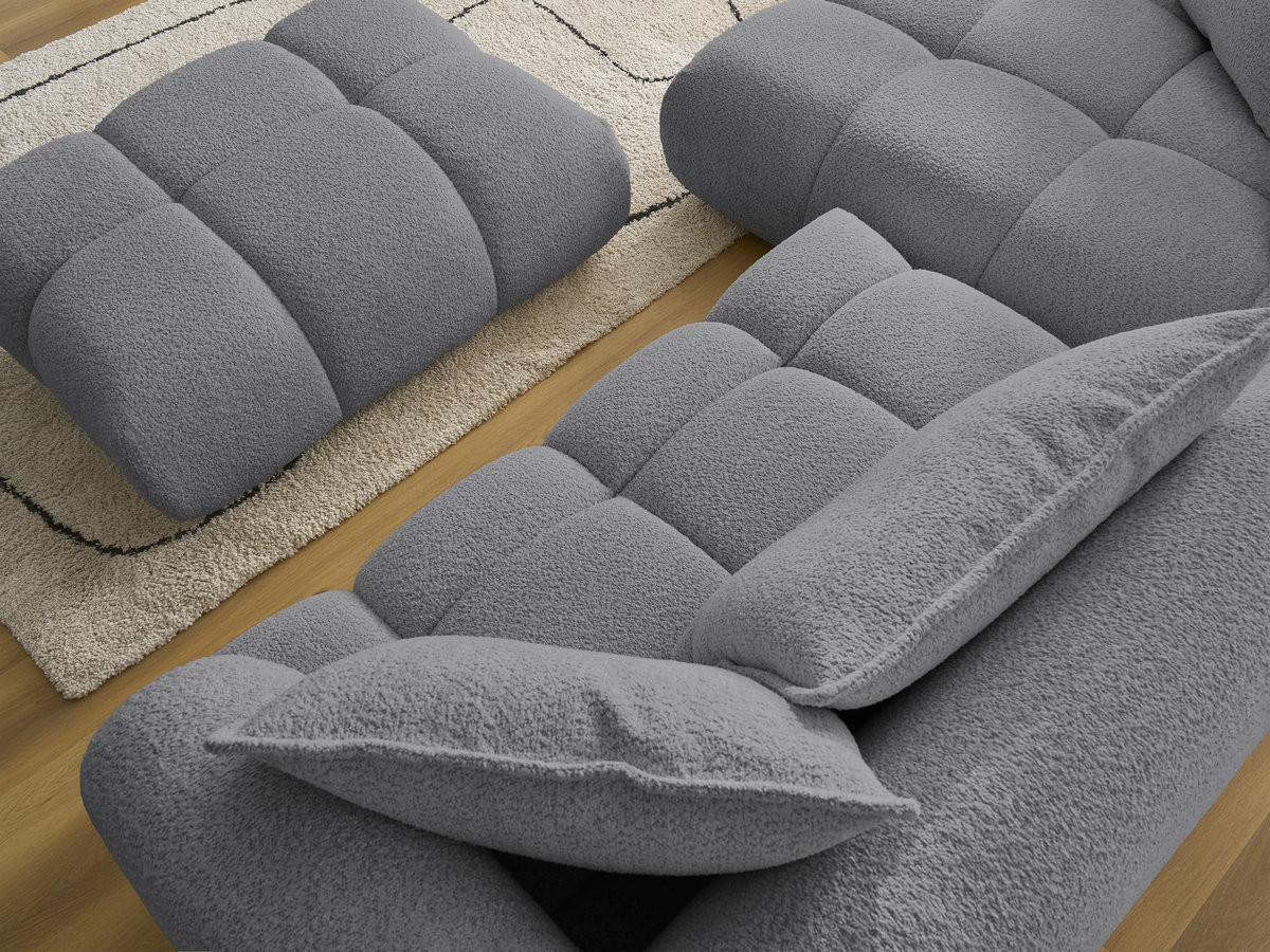 Bobochic Alya Ecksofa mit Pouf Bouclé-Stoff Dunkelgrau Ecke links