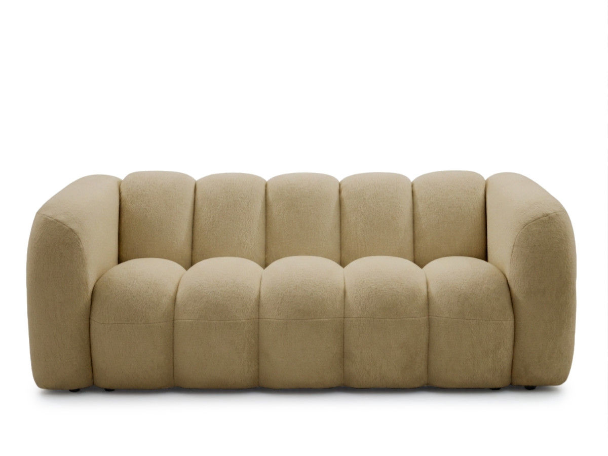 Bobochic Curvy Sofa 3-Sitzer Kunstfell Hellbraun