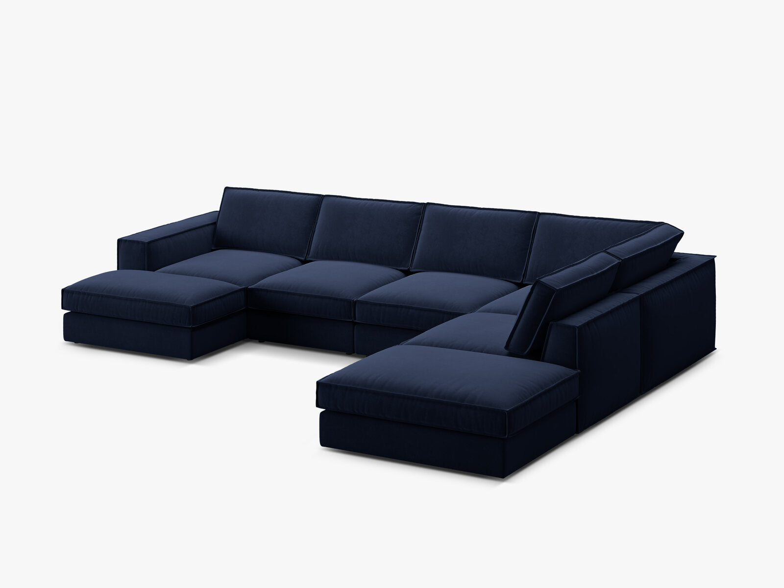 Micadoni modulares Panorama Ecksofa Pola 5-Sitzer Rechts Samt Salvador Königsblau