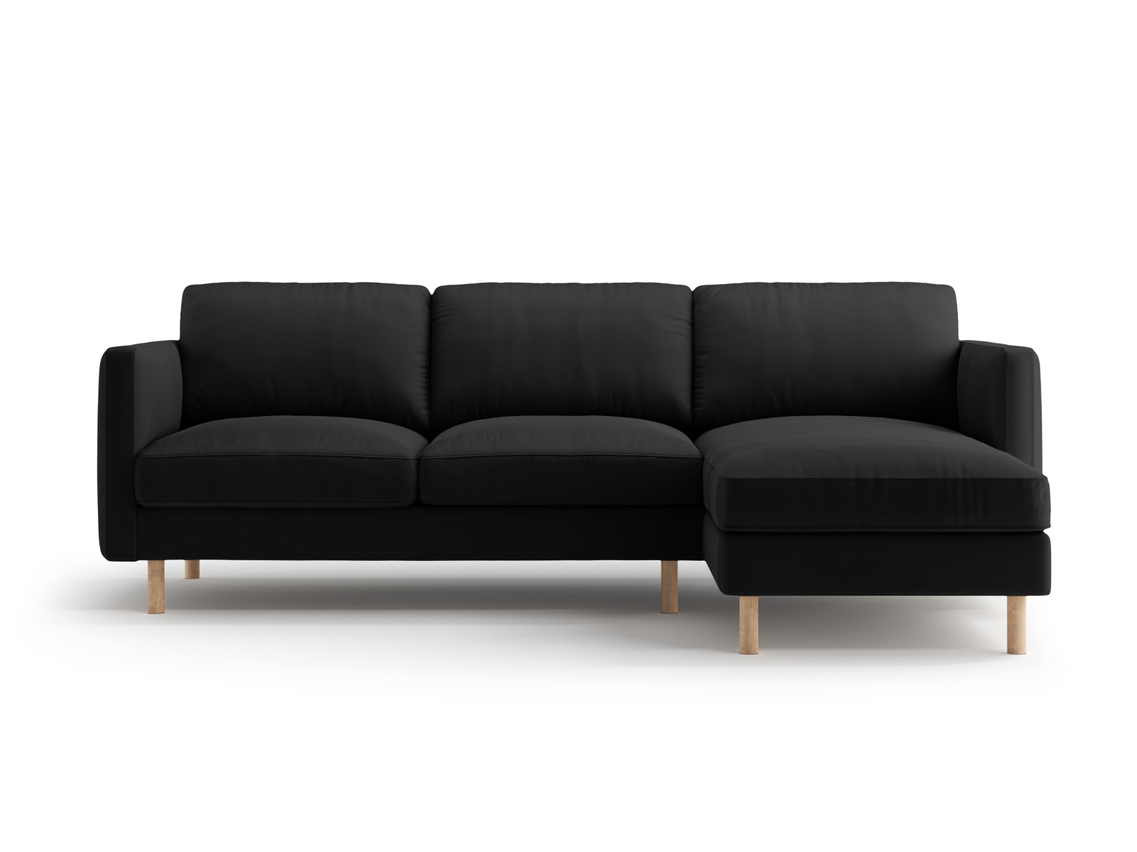 Micadoni Ecksofa Eden Groß 3-Sitzer Rechts Samt Schwarz