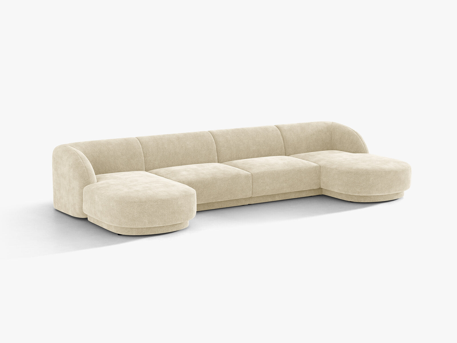 Micadoni Panorama-Sofa Miley 5-Sitzer Chenille Haga Helles Beige