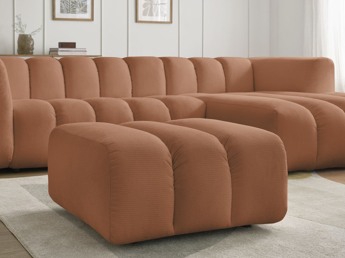 Bobochic Talia Ecksofa mit Pouf Melange-Stoff Orange Ecke rechts
