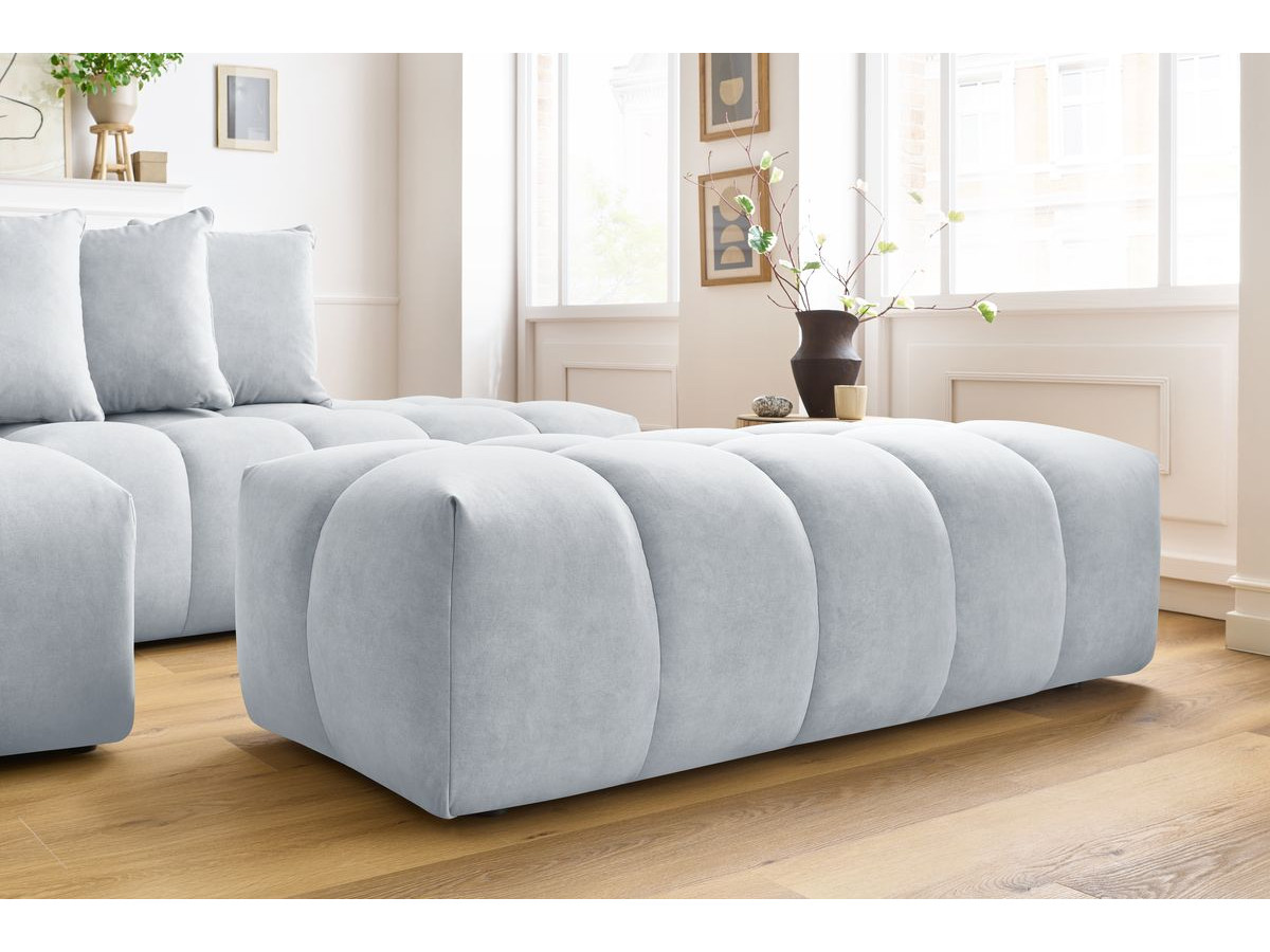 Bobochic Mont-blanc Ecksofa mit Pouf Samt Hellgrau Ecke links