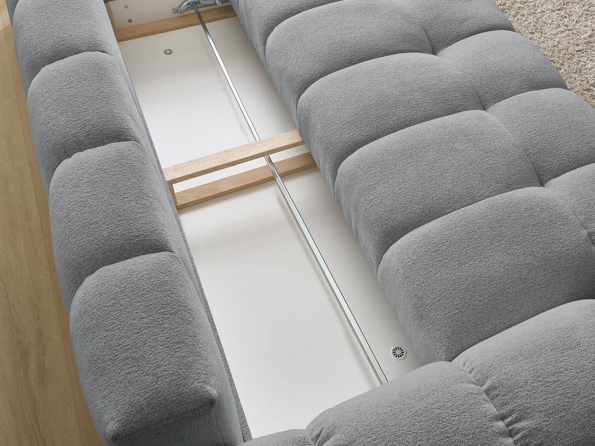 Bobochic Everest Schlafsofa 3-Sitzer mit Bettkasten, 5 Kissen Melange-Stoff Dunkelgrau