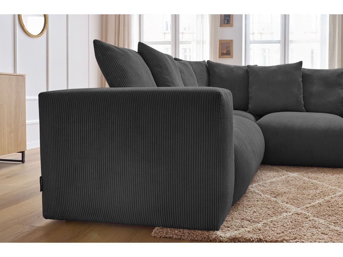 Bobochic Voltaire Ecksofa 268 × 214 cm Cordsamt Dunkelgrau Ecke rechts