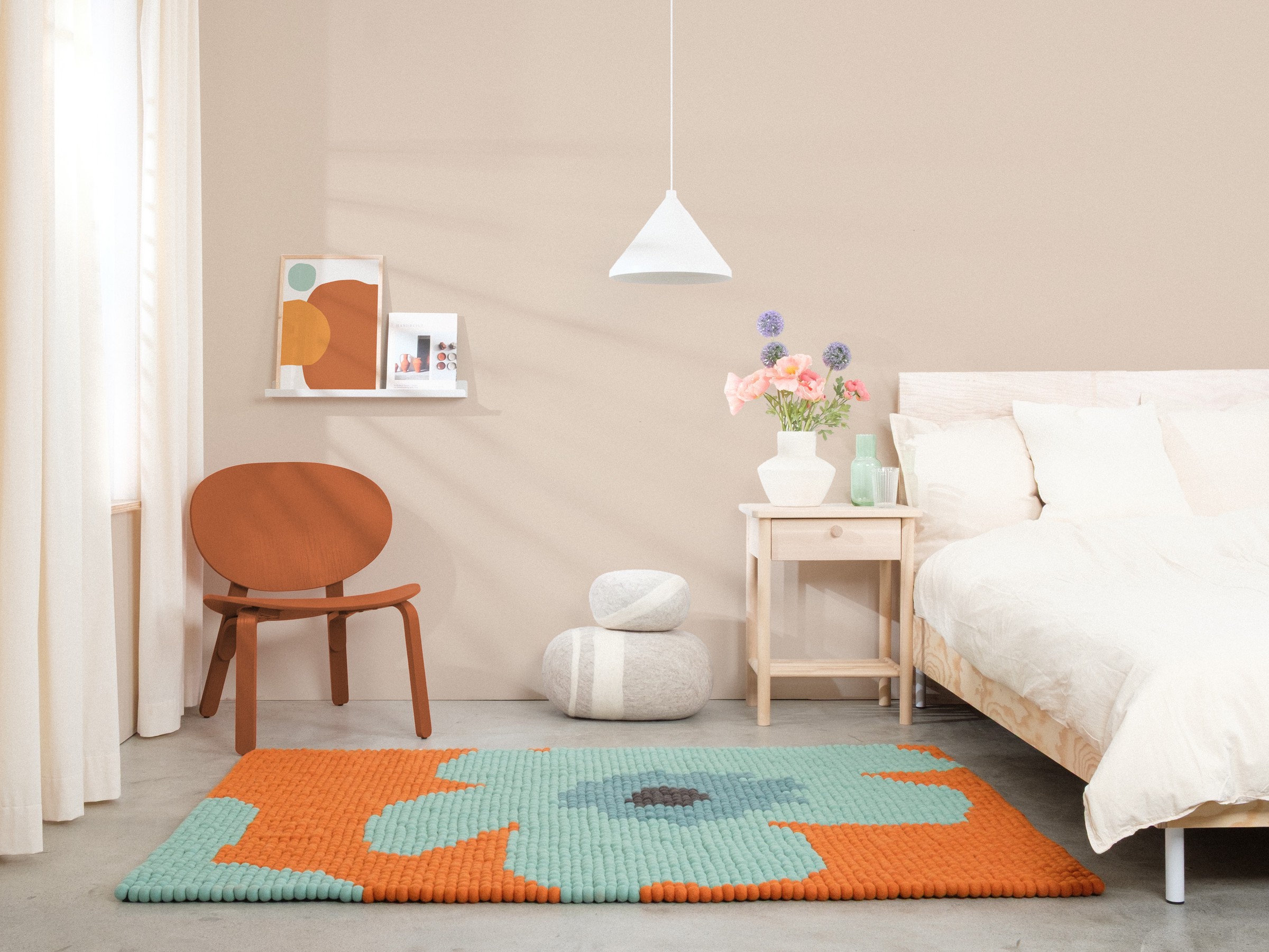 myfelt Anny Filzkugelteppich Türkis