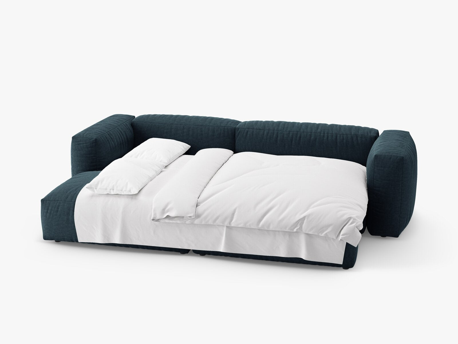 Micadoni Martina Ecksofa 4-Sitzer mit Schlaffunktion Links Strukturierter Stoff Boston Jeansblau