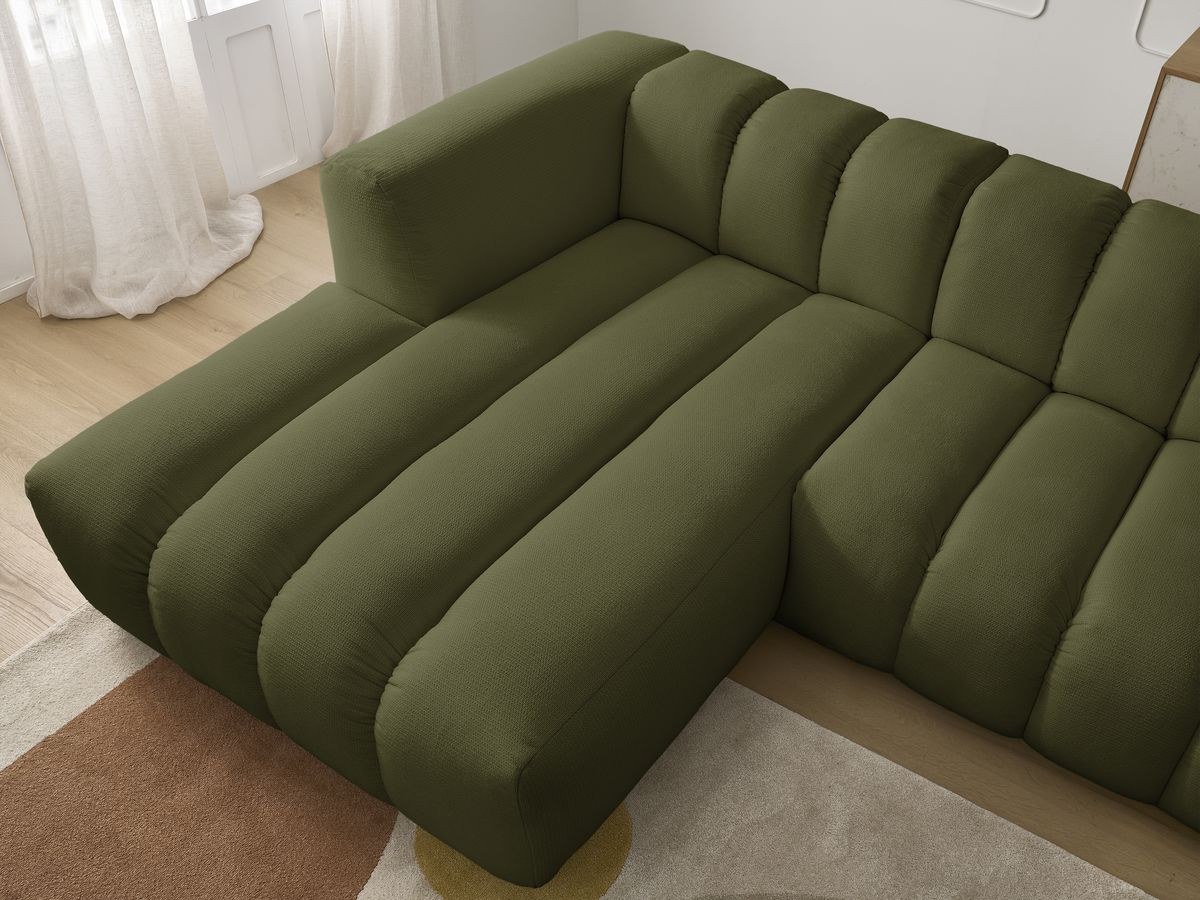 Bobochic Talia Ecksofa Melange-Stoff Grün Ecke links