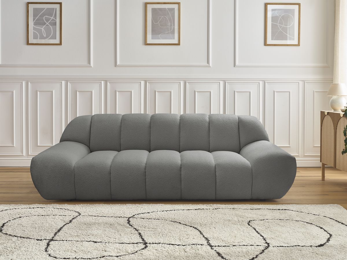 Bobochic Hayden Sofa 2-Sitzer Bouclé-Stoff Dunkelgrau