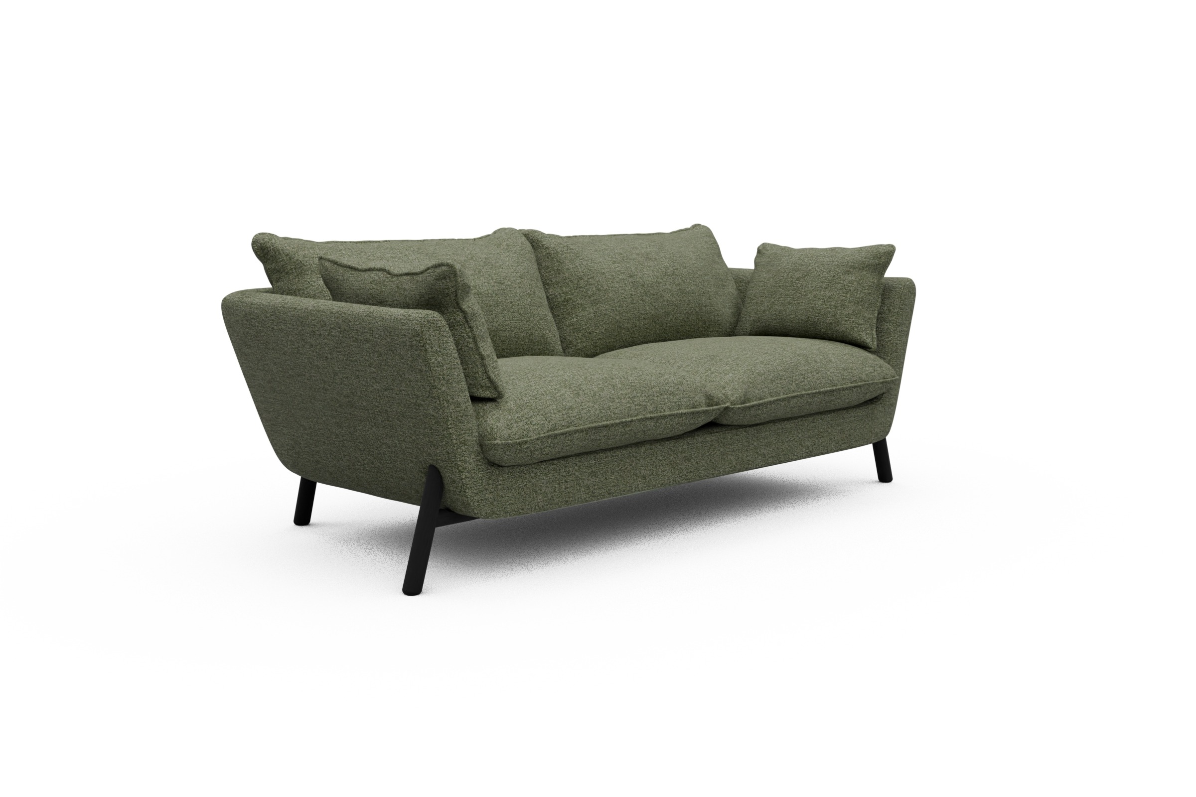 Sofa Emil PREMIUM 2-Sitzer Beinfarbe Eiche Schwarz Carreno-Vivid-Green