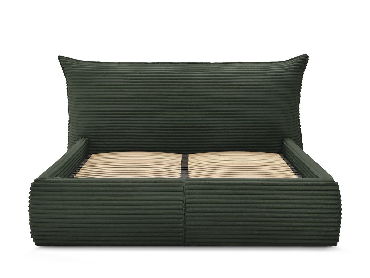 Bobochic Jade Polsterbett mit Bettkasten Cordsamt Grün, Liegefläche 180 × 200 cm