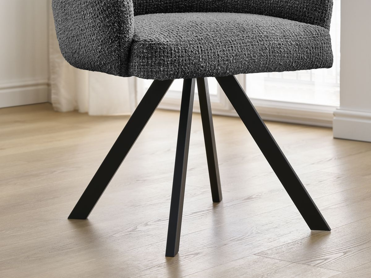 Bobochic Sophie Esszimmerstuhl 4er-Set mit Sternfuß Melange-Stoff Dunkelgrau