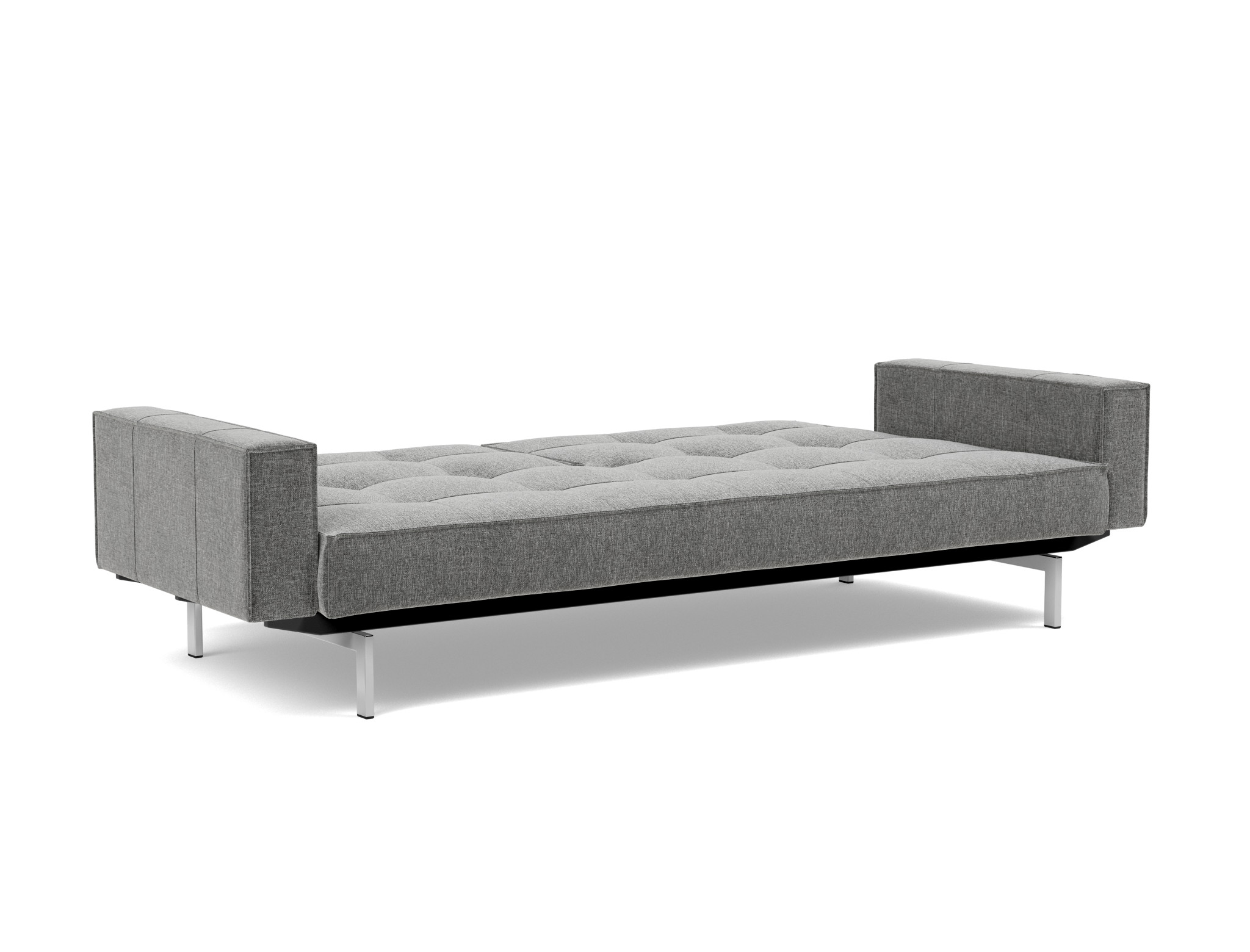 Schlafsofa Splitback mit Armlehnen Strukturierter Stoff Twist 563-Charcoal Beine Chrom