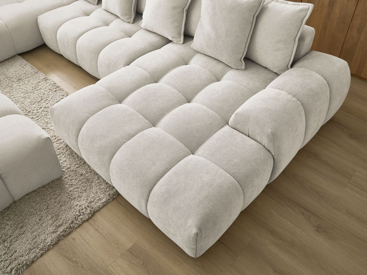 Bobochic Everest Wohnlandschaft mit Pouf, 14 Kissen Strukturstoff Beige Ecke rechts