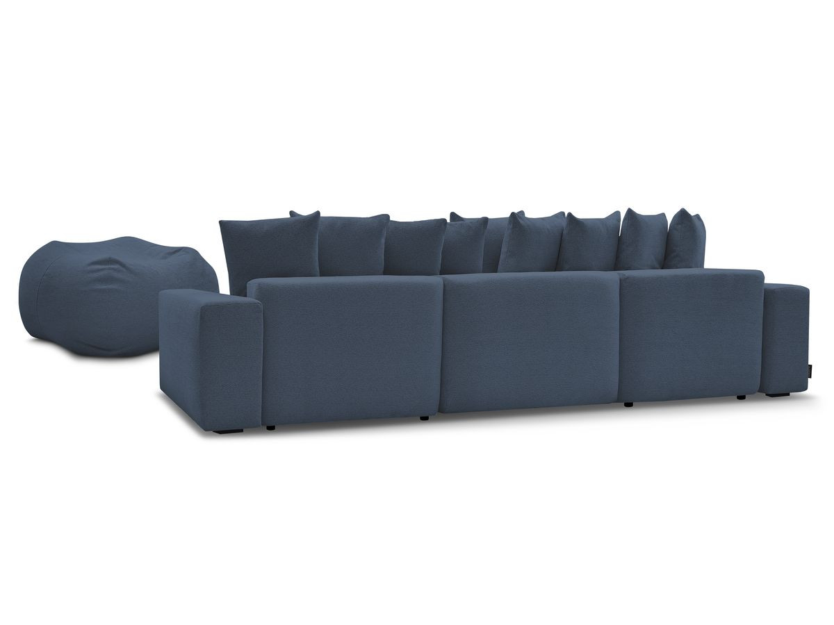 Bobochic Voltaire Wohnlandschaft mit Pouf 420 × 174 cm Melange-Stoff Dunkelblau
