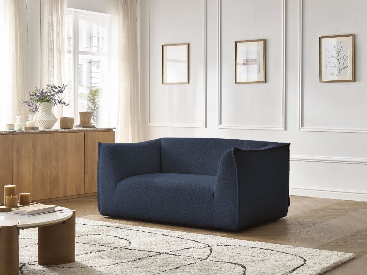 Bobochic Giorgia Sofa 2-Sitzer Bouclé-Stoff Dunkelblau
