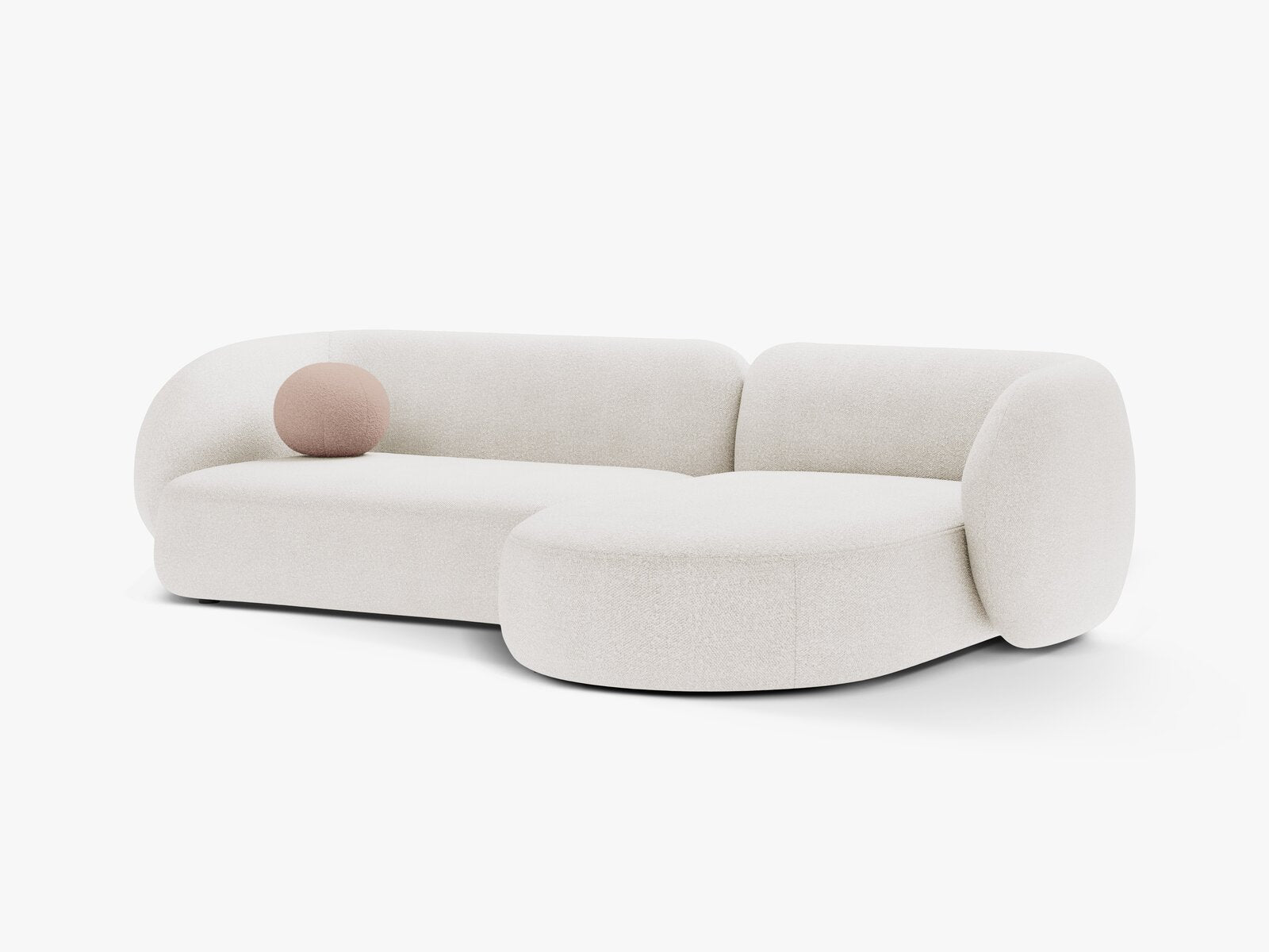 Micadoni Ecksofa Kate 3-Sitzer Rechts Boucle Weiß