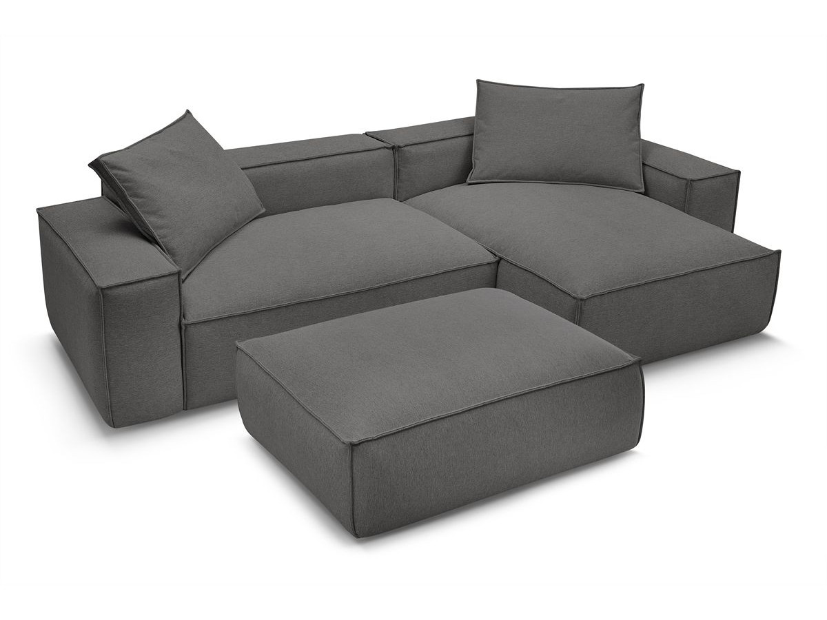 Bobochic Boheme Ecksofa mit Pouf Melange-Stoff Dunkelgrau