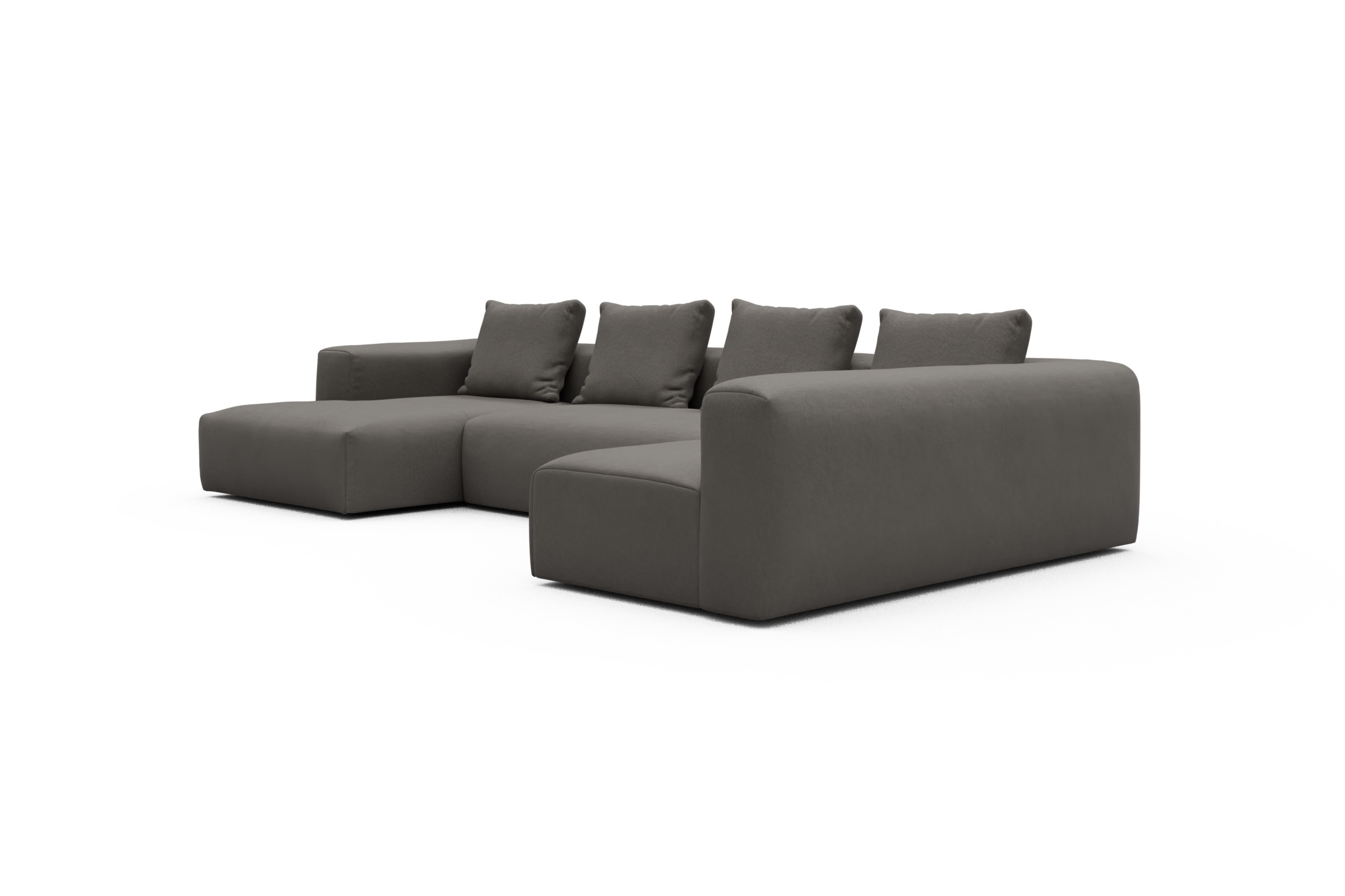 Wohnlandschaft Fred Chaiselongue links mit 2-Sitzer und lange Armlehne rechts Satya-Taupe