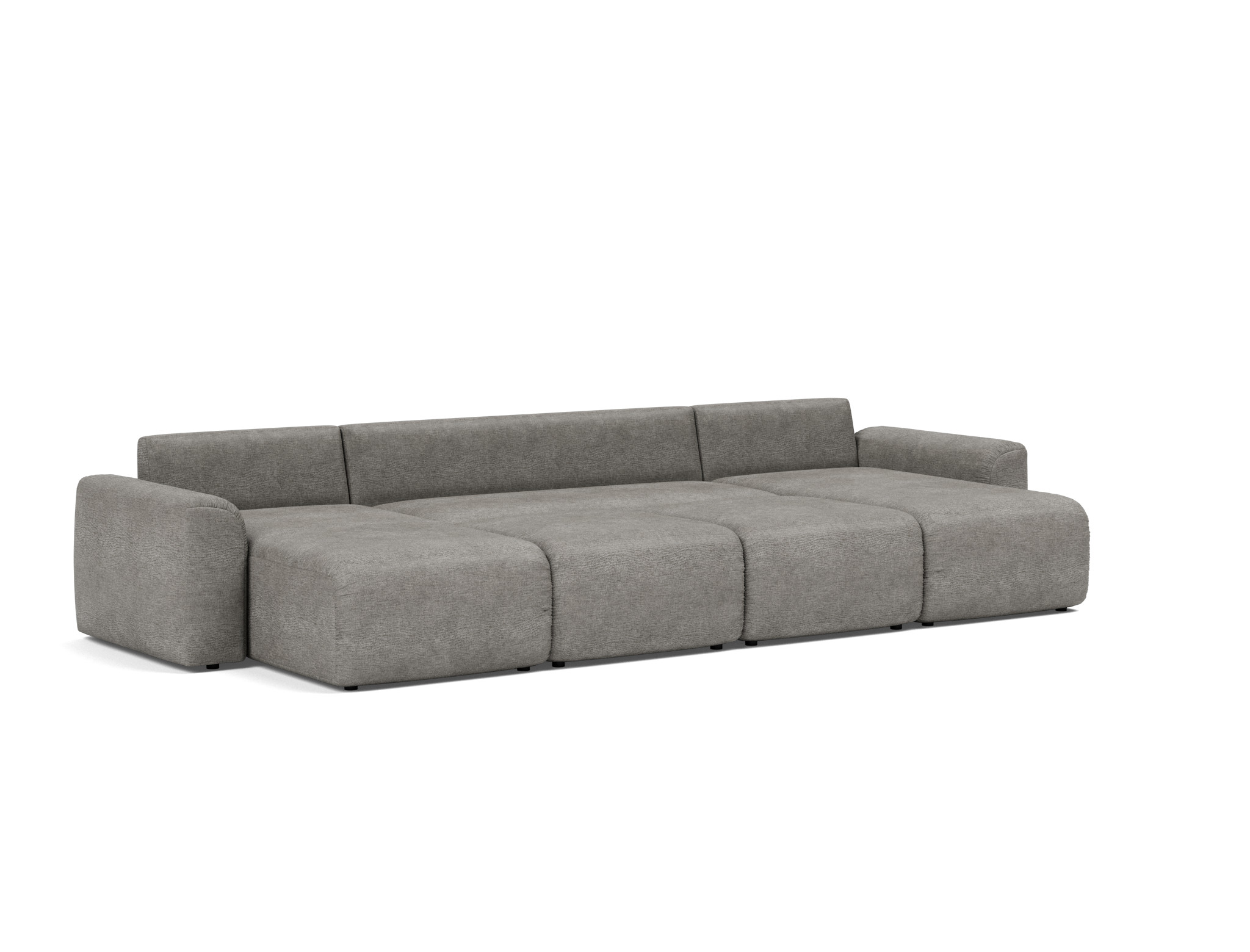 Schlafsofa Norum U-Form mit Chunky-Armlehnen Flachgewebe Avella 282-Warm-Grey