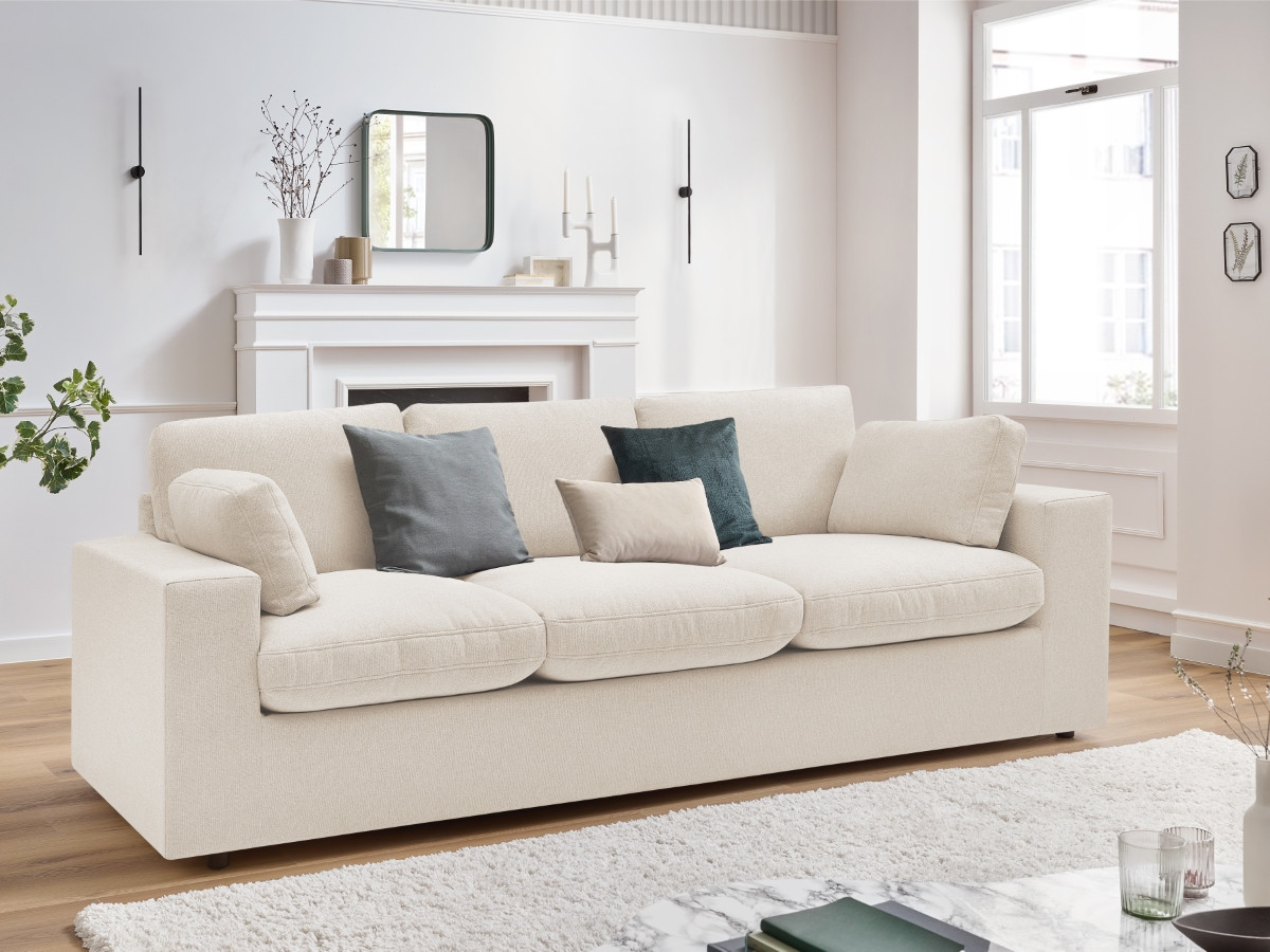 Bobochic Belair Sofa 3-Sitzer 220 × 93 cm Stoff Beige